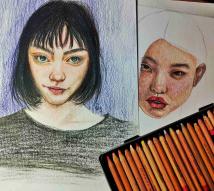 Portrete in creioane colorate